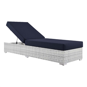 modway convene contemporary rattan weave patio chaise in light gray/navy