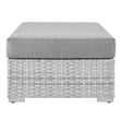 Modway Convene Rectangular Fabric/Rattan Patio Ottoman in Light Gray