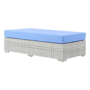 modway convene rectangular fabric/rattan patio ottoman in light gray/light blue