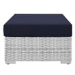 Modway Convene Rectangular Fabric/Rattan Patio Ottoman in Light Gray/Navy