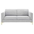 Modway Kaiya Modern Polyester Fabric Sofa with Gold Metal Leg in Light Gray