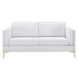 Modway Kaiya Modern Polyester Fabric Sofa with Gold Metal Leg in White