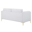 Modway Kaiya Modern Polyester Fabric Sofa with Gold Metal Leg in White