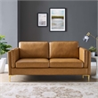 Modway Kaiya Modern Faux Leather Sofa Upholstered in Tan & Gold