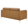 Modway Kaiya Modern Faux Leather Sofa Upholstered in Tan & Gold