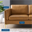 Modway Kaiya Modern Faux Leather Sofa Upholstered in Tan & Gold