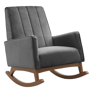 Modway Sway 20.5&quotH Modern Performance Velvet Rocking Chair in Gray
