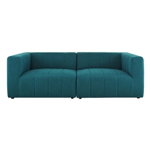 modway bartlett 2-piece contemporary fabric upholstered loveseat in teal blue