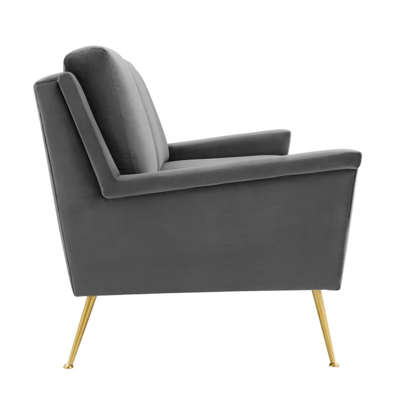 Modway Chesapeake Modern Performance Velvet Sofa in Gold and Gray