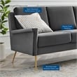 Modway Chesapeake Modern Performance Velvet Sofa in Gold and Gray
