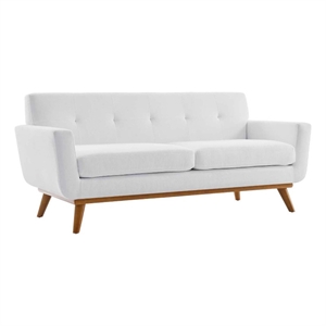 modway engage polyester/rubberwood upholstered loveseat in white