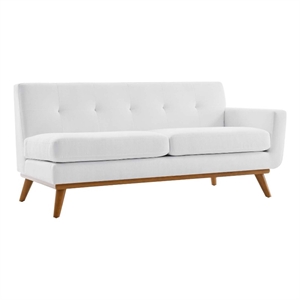 modway engage fabric/rubberwood right-arm upholstered loveseat in white