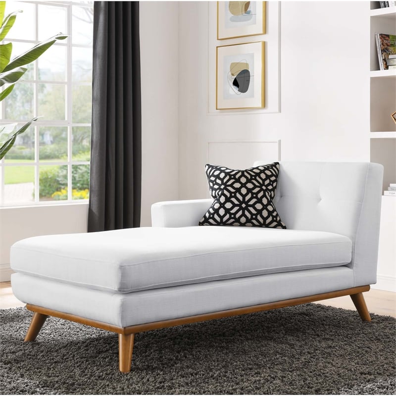 Modway Engage Left-Facing Upholstered Fabric and Wood Chaise in White