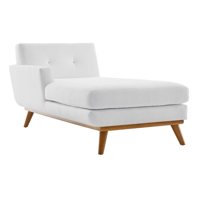 Modway Engage Left-Facing Upholstered Fabric and Wood Chaise in White