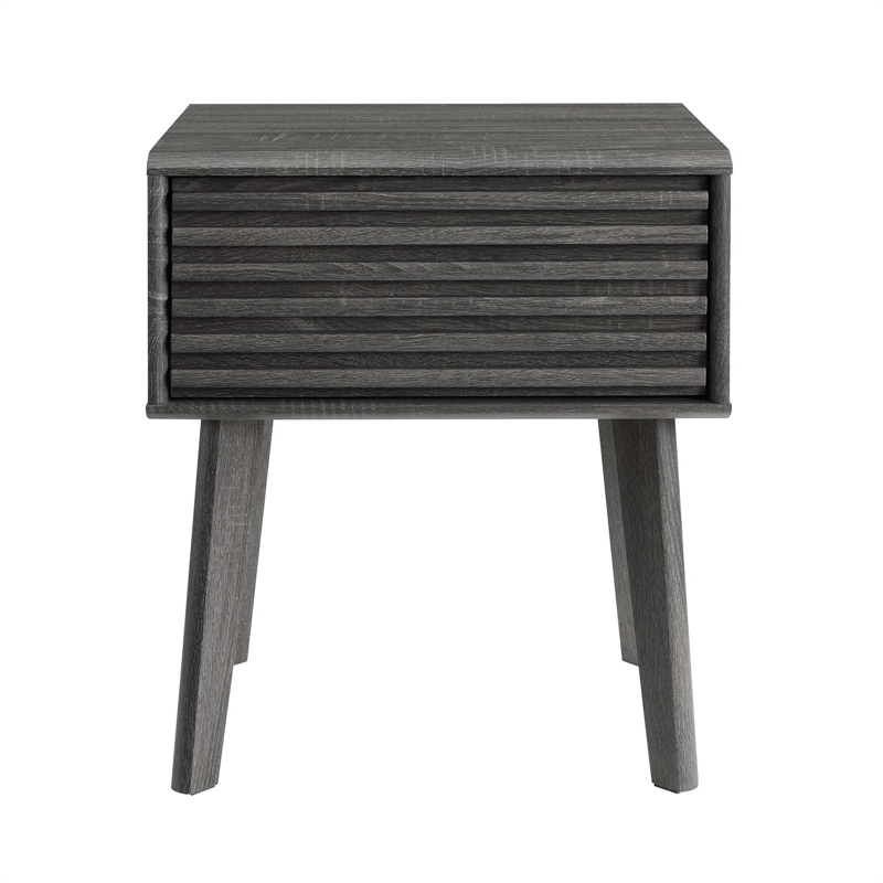 Modway Render Modern Wood and Particleboard End Table in Charcoal