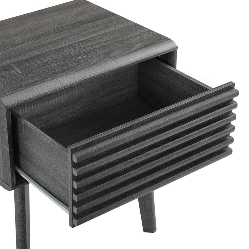 Modway Render Modern Wood and Particleboard End Table in Charcoal