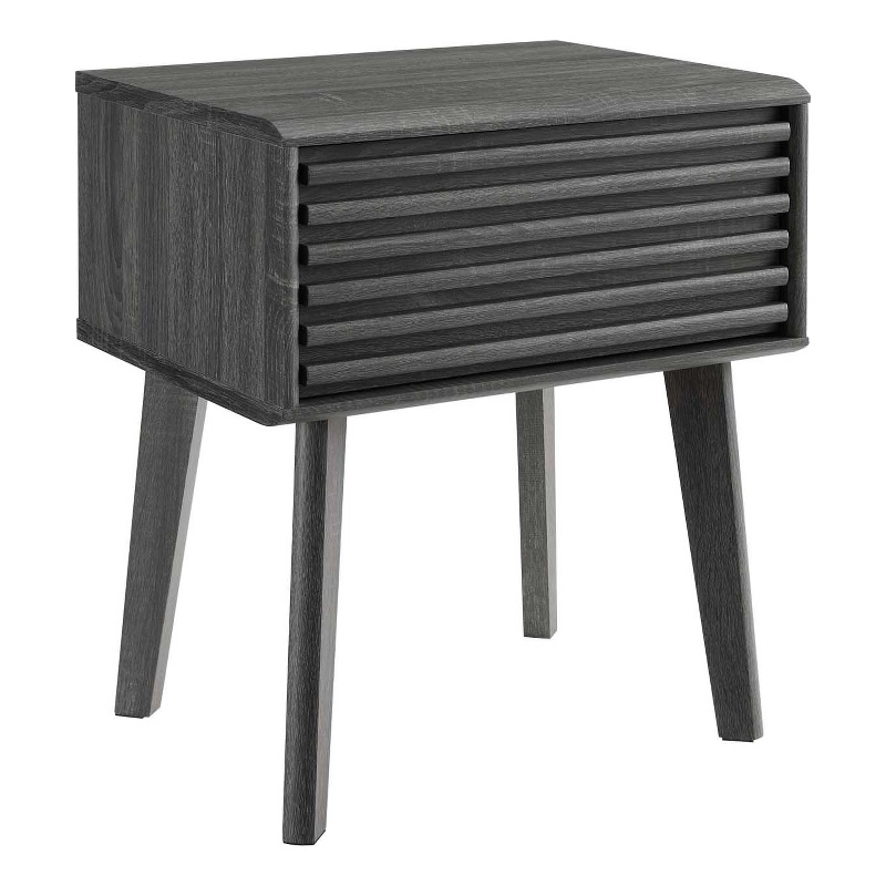Modway Render Modern Wood and Particleboard End Table in Charcoal