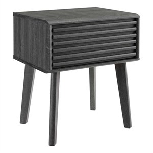 modway render contemporary wood and particleboard end table in charcoal