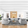 Modway Commix 8-Piece Fabric Down Filled Sectional Sofa in Light Gray
