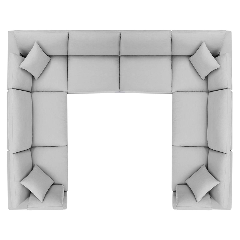 Modway Commix 8-Piece Fabric Down Filled Sectional Sofa in Light Gray