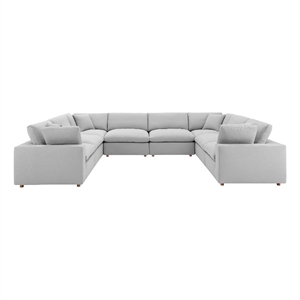Modway Commix 8-Piece Fabric Down Filled Sectional Sofa in Light Gray