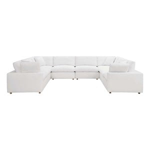 Modway Commix 8-Piece Fabric Down Filled Sectional Sofa in Pure White