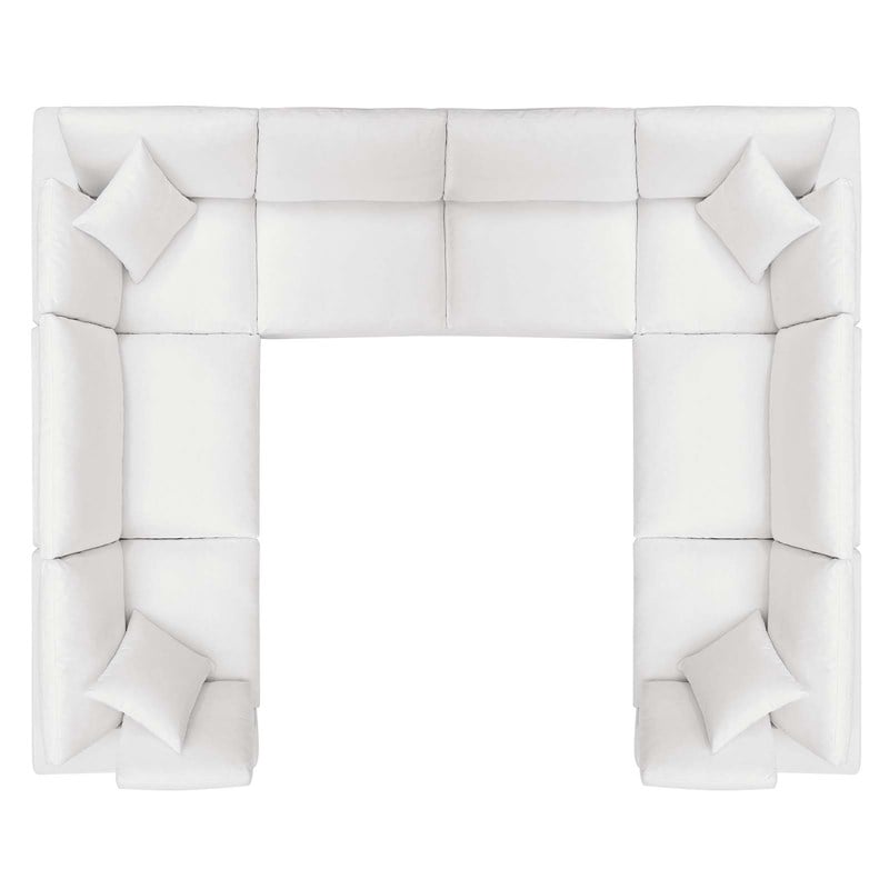 Modway Commix 8-Piece Fabric Down Filled Sectional Sofa in Pure White