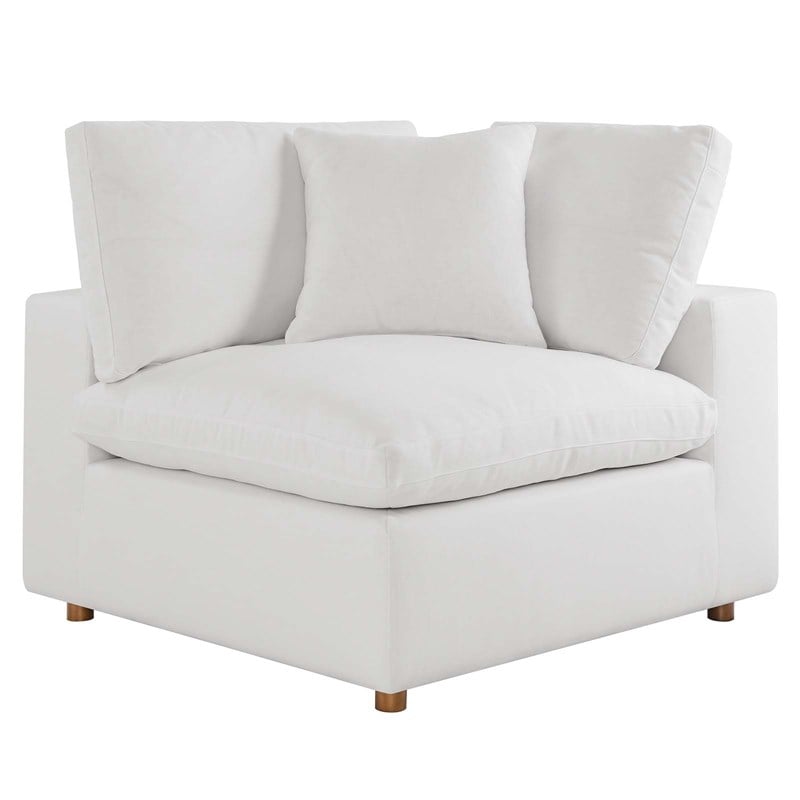 Modway Commix 8-Piece Fabric Down Filled Sectional Sofa in Pure White