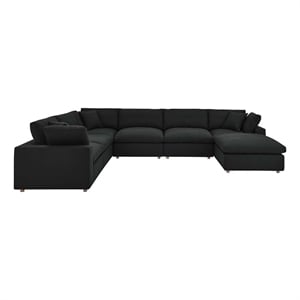 Modway Commix 7-Piece Fabric Down Filled Sectional Sofa in Black