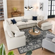 Modway Commix 7-Piece Fabric Down Filled Sectional Sofa in Light Beige