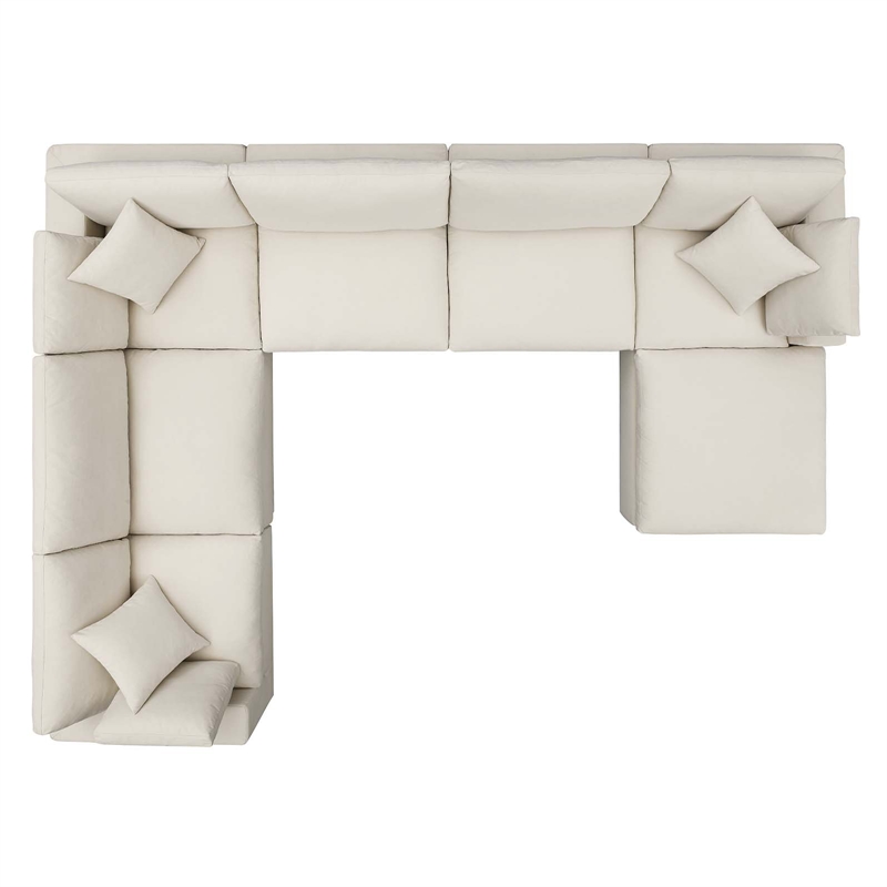 Modway Commix 7-Piece Fabric Down Filled Sectional Sofa in Light Beige