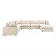 Modway Commix 7-Piece Fabric Down Filled Sectional Sofa in Light Beige
