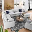 Modway Commix 7-Piece Fabric Down Filled Sectional Sofa in Light Gray