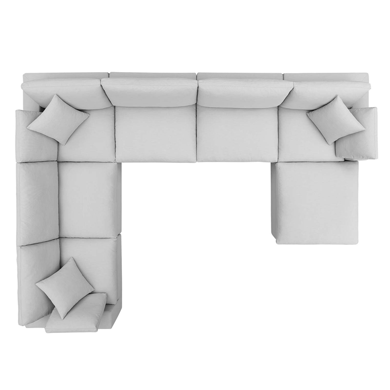 Modway Commix 7-Piece Fabric Down Filled Sectional Sofa in Light Gray