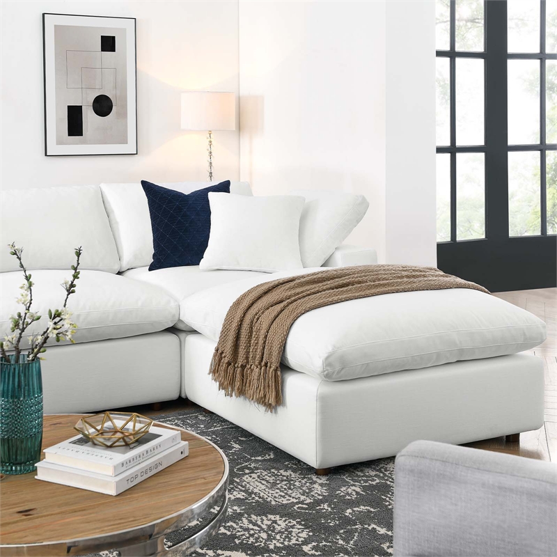 Modway Commix 7-Piece Fabric Down Filled Sectional Sofa in Pure White