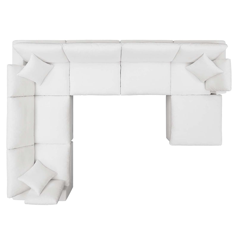 Modway Commix 7-Piece Fabric Down Filled Sectional Sofa in Pure White