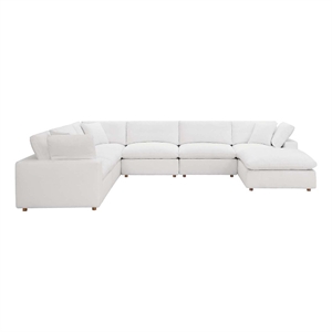 Modway Commix 7-Piece Fabric Down Filled Sectional Sofa in Pure White
