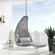 Modway Landscape Rattan Patio Hanging Chaise Lounge Swing Chair in Light Gray