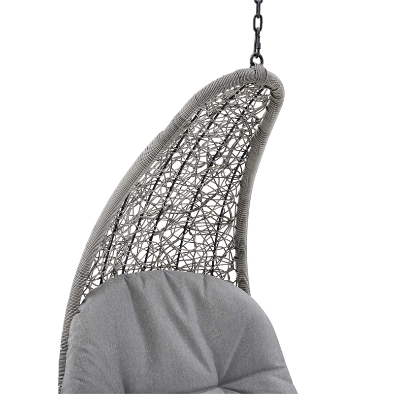 Modway Landscape Rattan Patio Hanging Chaise Lounge Swing Chair in Light Gray