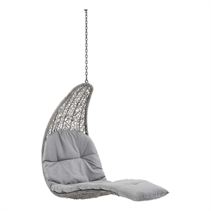 modway landscape rattan patio hanging chaise lounge swing chair in light gray