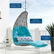 Modway Landscape Rattan Patio Hanging Chaise Lounge Swing Chair in Turquoise