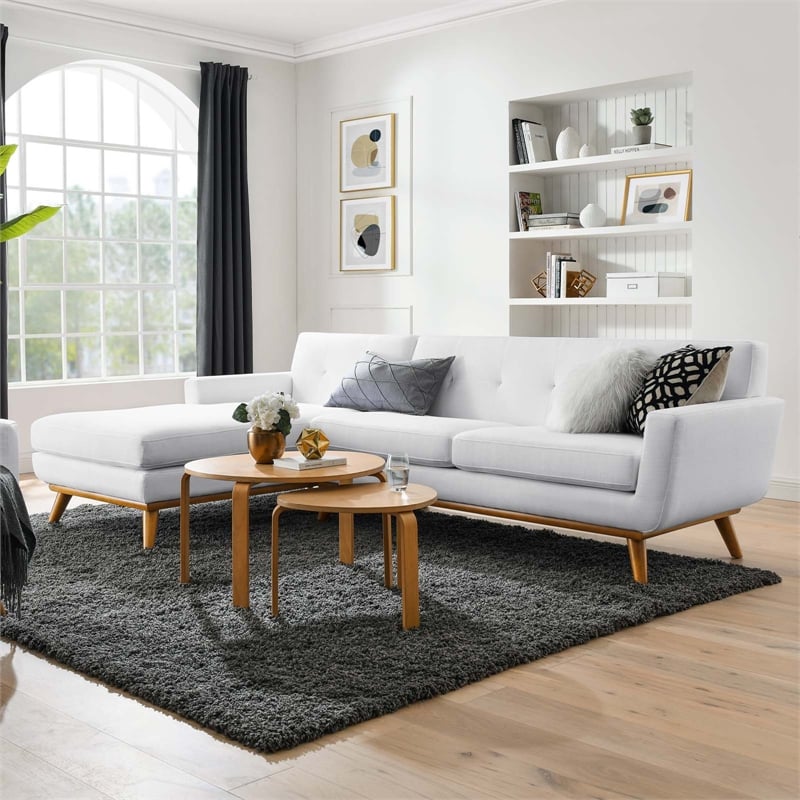 Modway Engage Left-Facing Upholstered Fabric Sectional Sofa in White