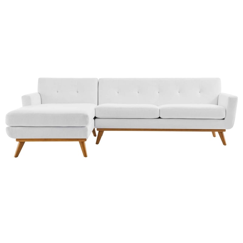 Modway Engage Left-Facing Upholstered Fabric Sectional Sofa in White