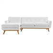 Modway Engage Left-Facing Upholstered Fabric Sectional Sofa in White