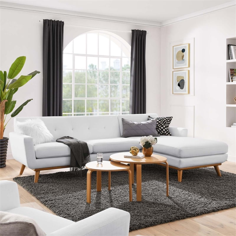 Modway Engage Right-Facing Upholstered Fabric Sectional Sofa in White