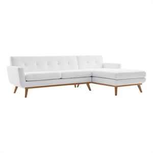 Modway Engage Right-Facing Upholstered Fabric Sectional Sofa in White