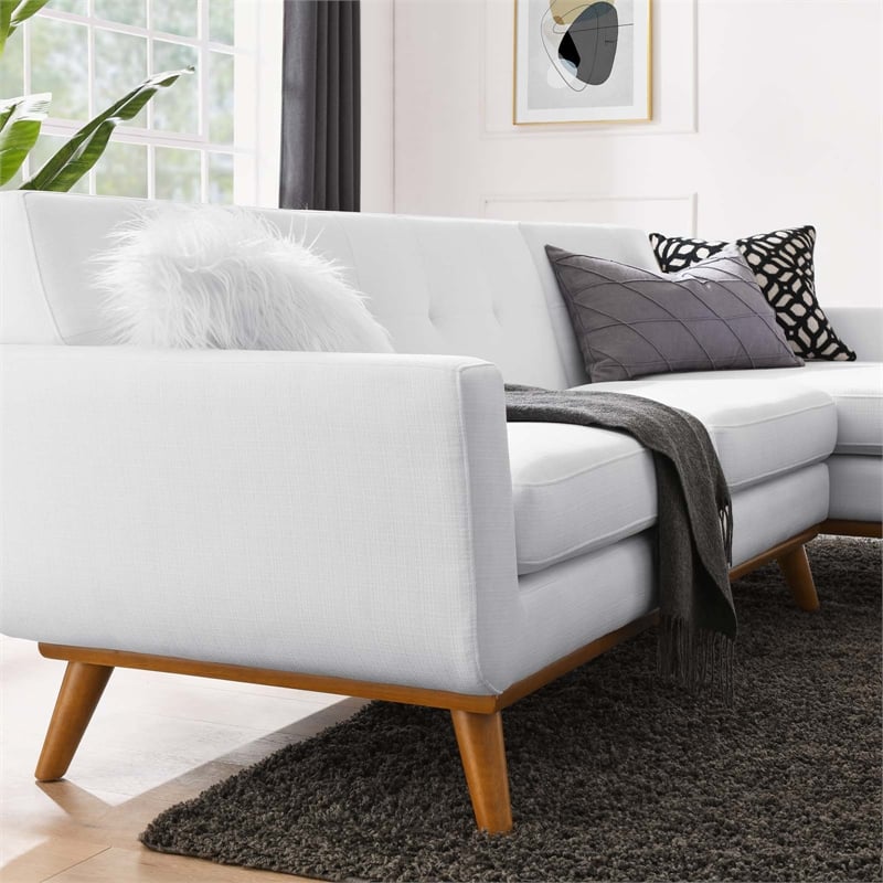 Modway Engage Right-Facing Upholstered Fabric Sectional Sofa in White