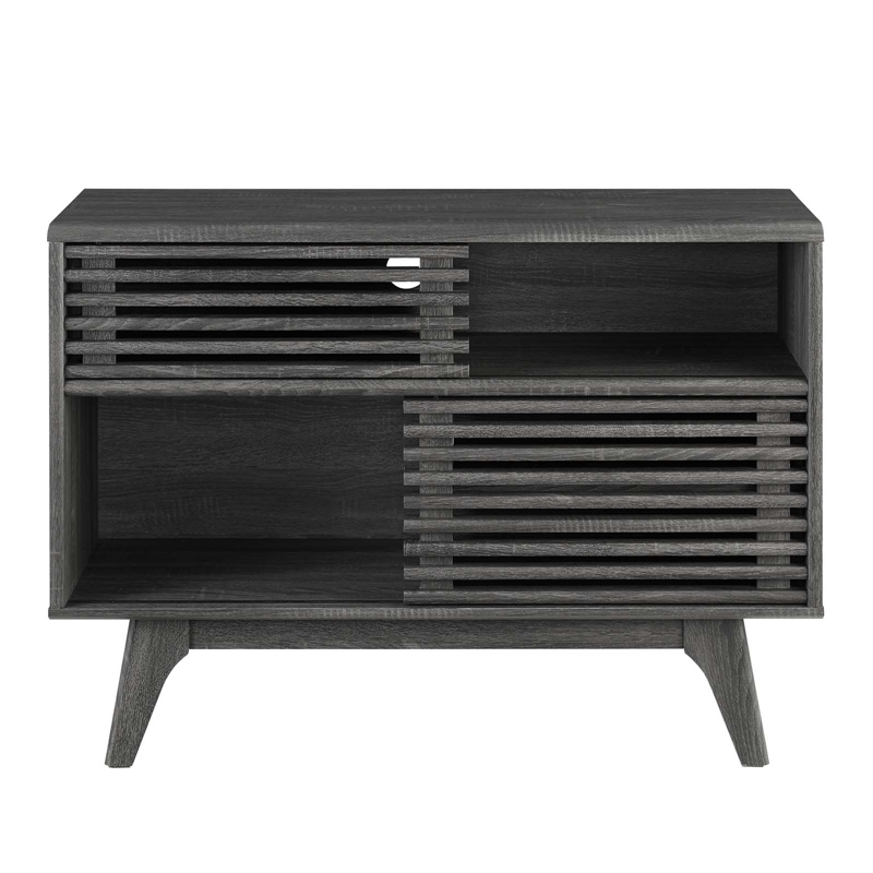 Modway Render Modern Style Particleboard Wood Display Stand in Charcoal