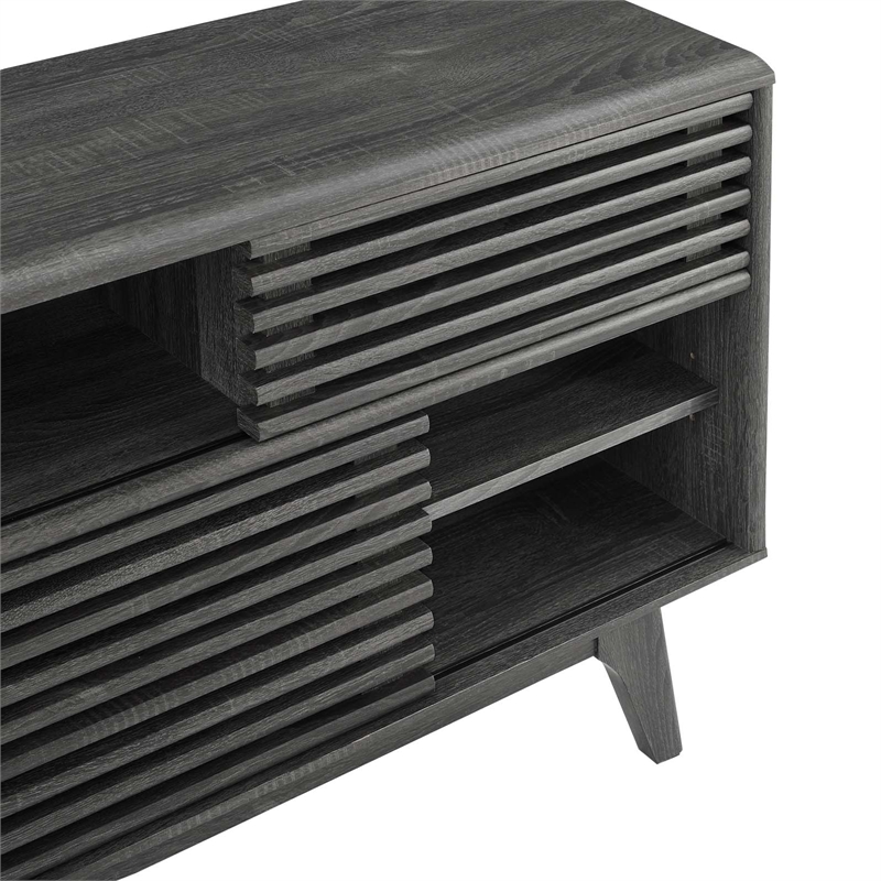 Modway Render Modern Style Particleboard Wood Display Stand in Charcoal