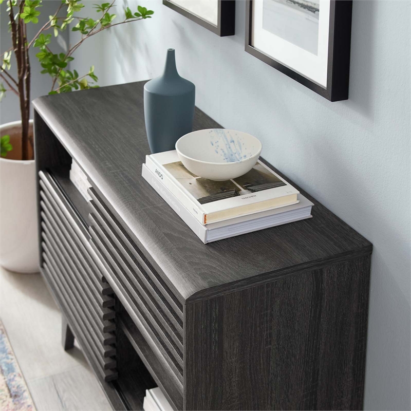 Modway Render Modern Style Particleboard Wood Display Stand in Charcoal